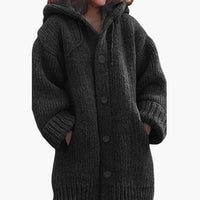Langer Kapuzen Cardigan für Damen – Schwarz