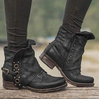 Heidi-Mode | Bequeme Rutschfest Seitenreißverschluss Stiefelette – Schwarz