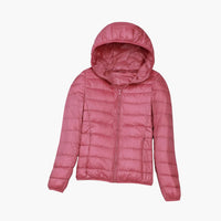 Frauen Stepp jacke mit Kapuze und durchgehendem Reißverschluss – Rosa