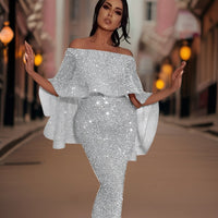 Heidi-Mode | Hochwertiges Abendkleid – silber