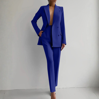 Elke | Damen Blazer Hosen Set Zweiteiler Elegant Business Koordiniert – Blau