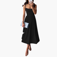 Geblümtes A-Linien Midikleid für Damen – Elegantes Sommerkleid – Schwarz