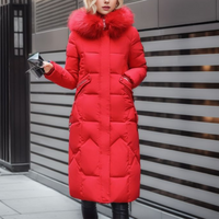Daunenjacke Damen Lang Mit Kapuze | Gefüttert Und Elegant – Rot