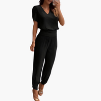 Henriette | Trendiges Set mit Bluse und Hose – Schwarz