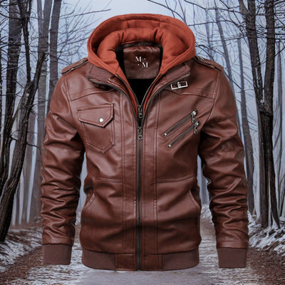 Rambo | Premium Lederjacke mit Kapuze für Herren – Stil und Wärme vereint