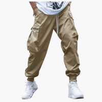 Herren-Cargo-Joggerhose mit Kordelzug und elastischen Bündchen – Beige