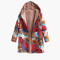 Damen jacke mit Kapuze und bedruckter Oberfläche – Rot 2