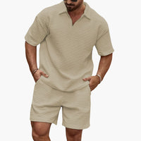 Sommer Set für Herren - Leichte Zweiteiler mit Poloshirt und Sweat Shorts – Beige