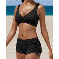 Verstellbarer Bikini in zwei Teilen mit trendigem Druck – Schwarz