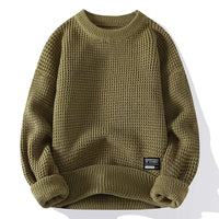 Henning – Waffelgestrickter Pullover Mit Langen Ärmeln – Grün