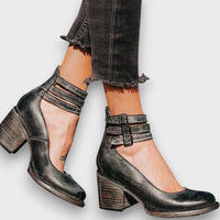 Ginevra – Stiefeletten mit Mehrfachriemen und Blockabsatz – Schwarz