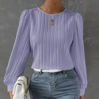 Damen Elegante Plissierte Bluse | Langarm – Lila