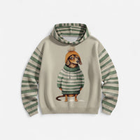 Damen Hoodie mit Hundemotiv und Kapuze – Grün