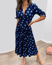 Monique | Elegantes Polka-Dots Kleid – Dunkelblau (Fast ausverkauft)