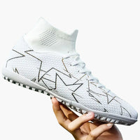 Herren-Fußball schuhe mit Schnürverschluss und strukturierter Sohle – Weiß