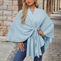 Sylora™ - Eleganter Warmer Poncho – Himmelblau