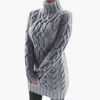 Lena | Stilvoller warmer langer Rollkragenpullover – Grau