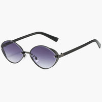 Damen Sonnenbrille mit ovalem Metallrahmen und UV400-Schutz – Lilagrau