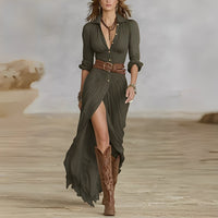 Elodie - Stilvolles Kleid mit Gürtel – Grün
