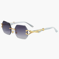Damen Sonnenbrille mit UV400 Schutz und geometrischen Gläsern – Grau