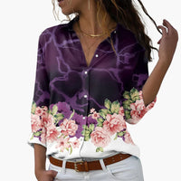 Sommer Top für Damen mit Blumenprint - Lässig & Modern – Lila