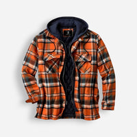 Gefütterte Holzfällerjacke für Herren mit Kapuze – Orange
