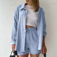 AGATHE - WEITES SHIRT UND SHORTS SET – Hellblau
