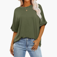 Damen Oversize T-Shirt mit Rundhals und kurzen Ärmeln – Grün
