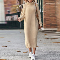 Dina | Langes Strickkleid Damen modern & stilvoll tragbar – Beige