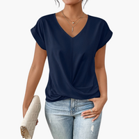 Clara | Lässiges T-Shirt mit Sweetheart-Ausschnitt – Blau
