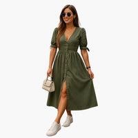 Sabine | Elegantes und Bequemes Kleid – Grün