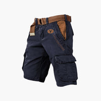 Sommer Cargo Shorts für Herren - Leichte Kurze Wanderhose mit Gürtel für Outdoor – Marine