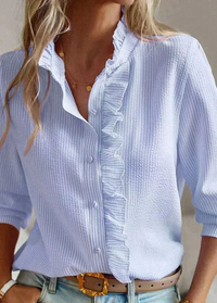XAVERIA - RÜSCHENBLUSE MIT LANGEN ÄRMELN – Blau