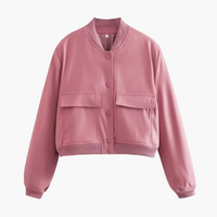 Damen Utility Bomberjacke mit großen Taschen – Rosa