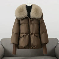 HANNAH | Luxuriöse Winterjacke mit Pelzkragen – Braun