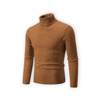 Klassischer Rollkragenpullover für Herren mit Rippstruktur – Braun