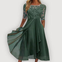 Paula | Elegant Chiffon Dress – Grün