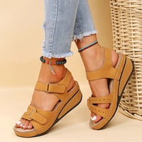 Kathrin | Damen Orthopädische Plattform Sandalen Riemen Komfort Sommer – Gelbbraun