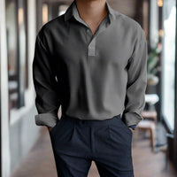 Tristan | Langarm-Polo für Herren – Grau