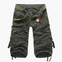 Herren Cargoshorts mit Taschen und verstellbarem Bund für Sommer – Armee grün