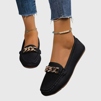 Regine | Damen Loafer Kettendetail Slip-On Luxuriös Elegant Modern – Schwarz