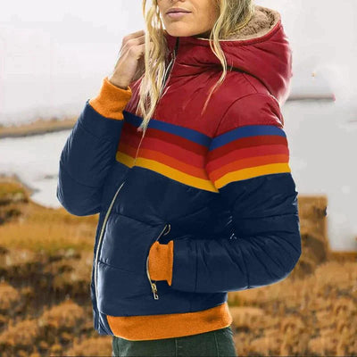 Martha - Warme Kapuzenjacke mit Regenbogenmuster