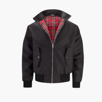 Herren Harrington Bomberjacke mit Tartan Futter – Schwarz