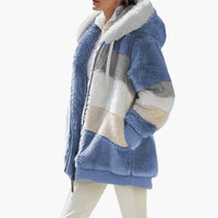 Damen jacke mit Kapuze und Reißverschluss – Blau