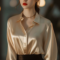 Elegantes Satin-Hemdblusenshirt für Damen | Lange Ärmel – Braun
