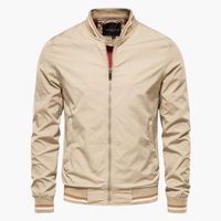 Bomberjacke für Männer - Reißverschluss vorne & gerippte Details – Beige