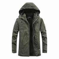 Fleecegefütterte Herren-Winterjacke mit Kapuze – Grün