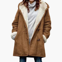 Damen jacke mit Kapuze und Knebelverschluss – Braun