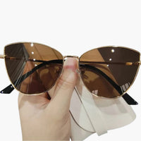 Damen Sonnenbrille mit UV400 Schutz aus Metall für Sommer – Gold-Tea
