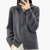 Luisa | Strickjacke mit Reißverschluss – Dunkelgrau